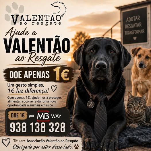 Campanha de donativos por MB WAY da Associação Valentão ao Resgate
